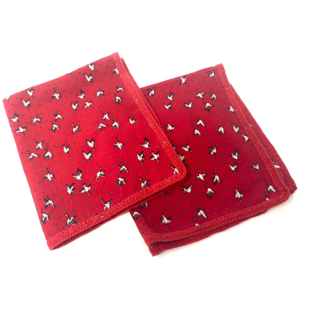 Table Linen Napkins Geese Trees Red Farmhouse Country Set of 2